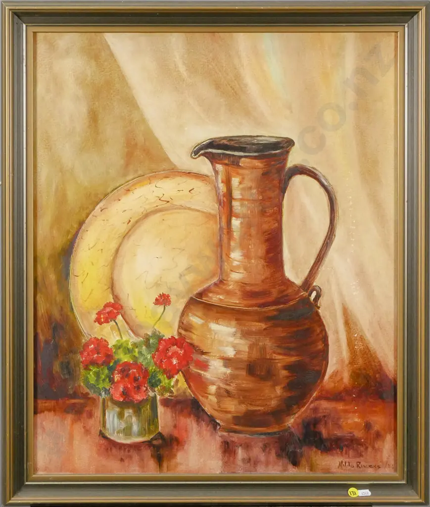 Hilda Rivers - framed oil - still life H-580 W-480 Image 1++