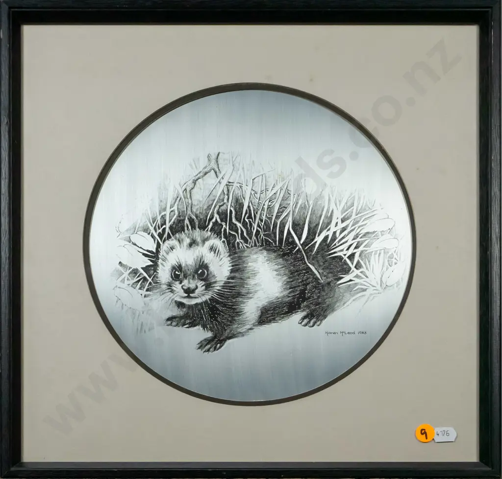 framed Karen McLeod 1983 - ltd edition etching AP "Fern T" Diam-240 Image 1++