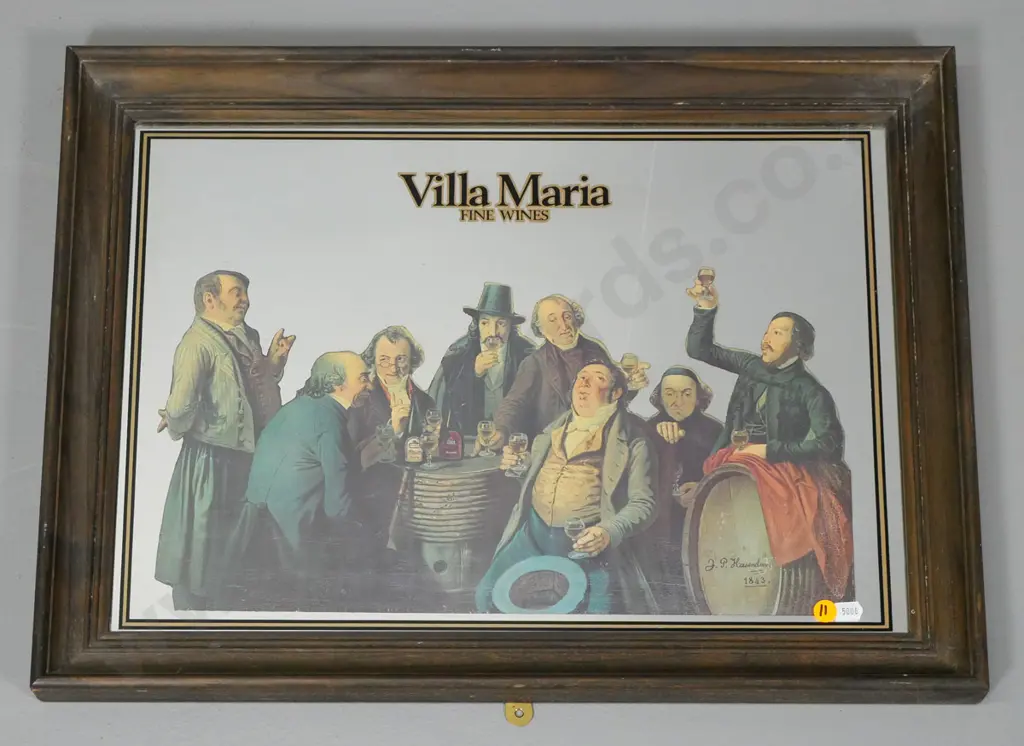 framed Villa Maria advertising wall mirror H-330 W-460 Image 1++