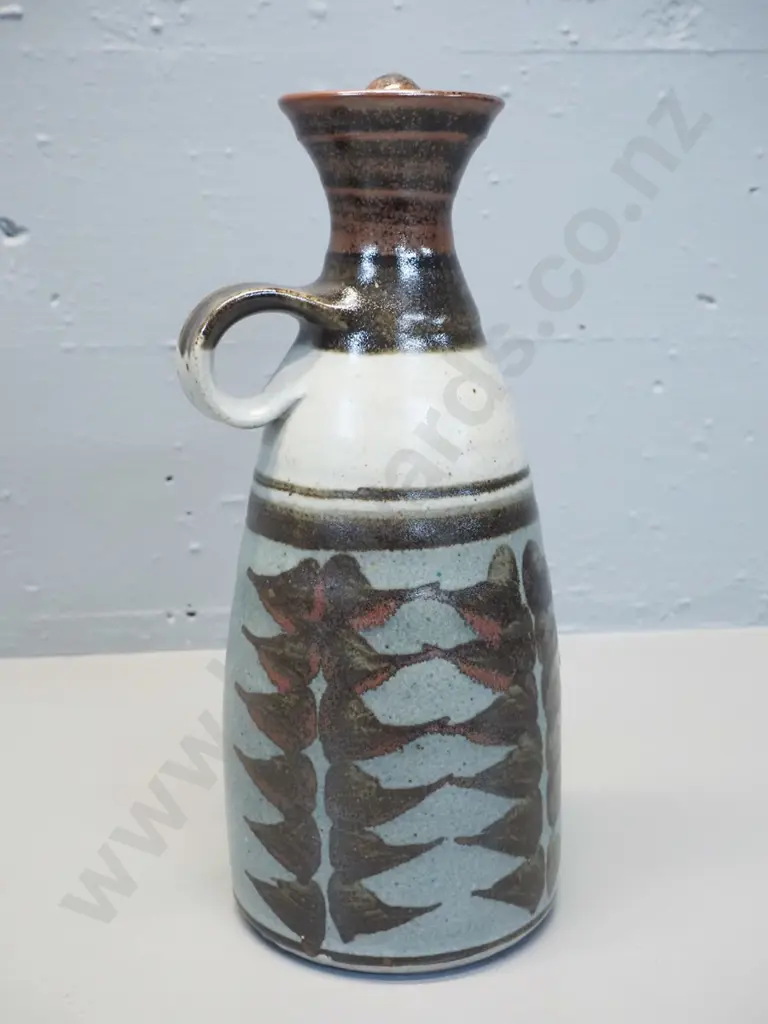 studio pottery stoppered jug - marked Lissant-Clayton Upper Moutere H-280 Image 1++