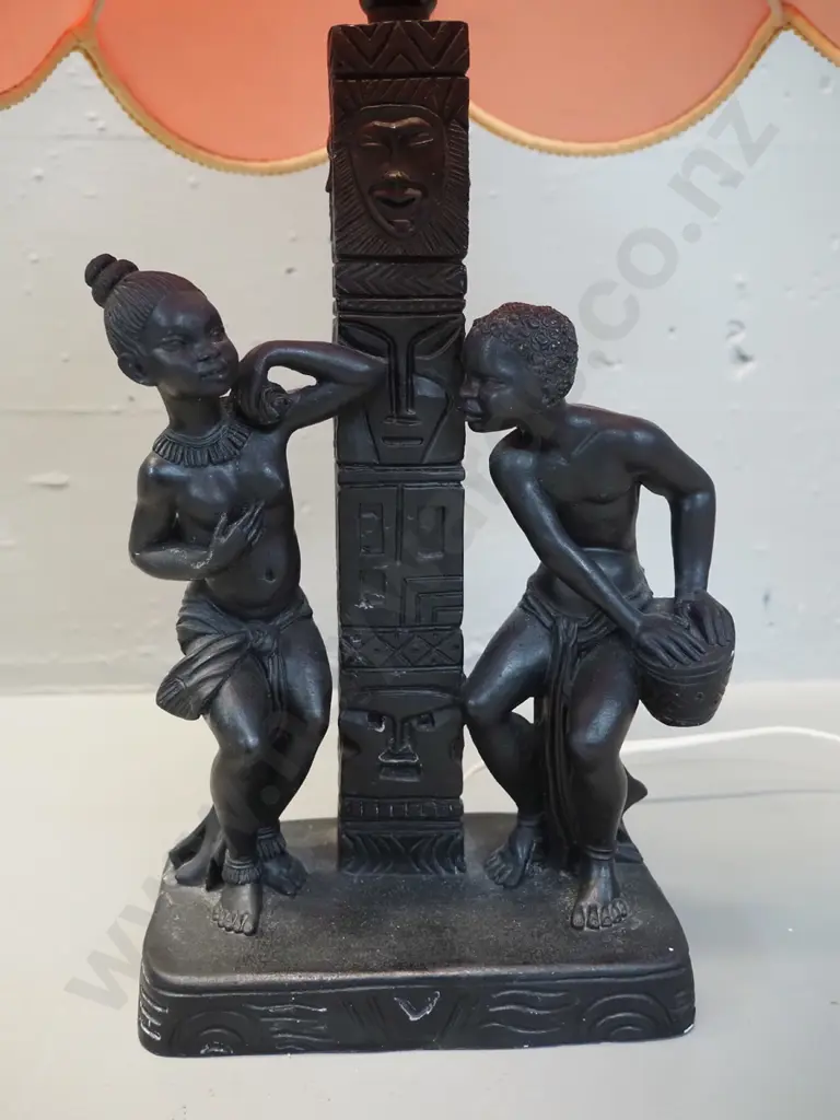 retro drummer & dancer composite figural table lamp with waisted shade H-600 Image 1++