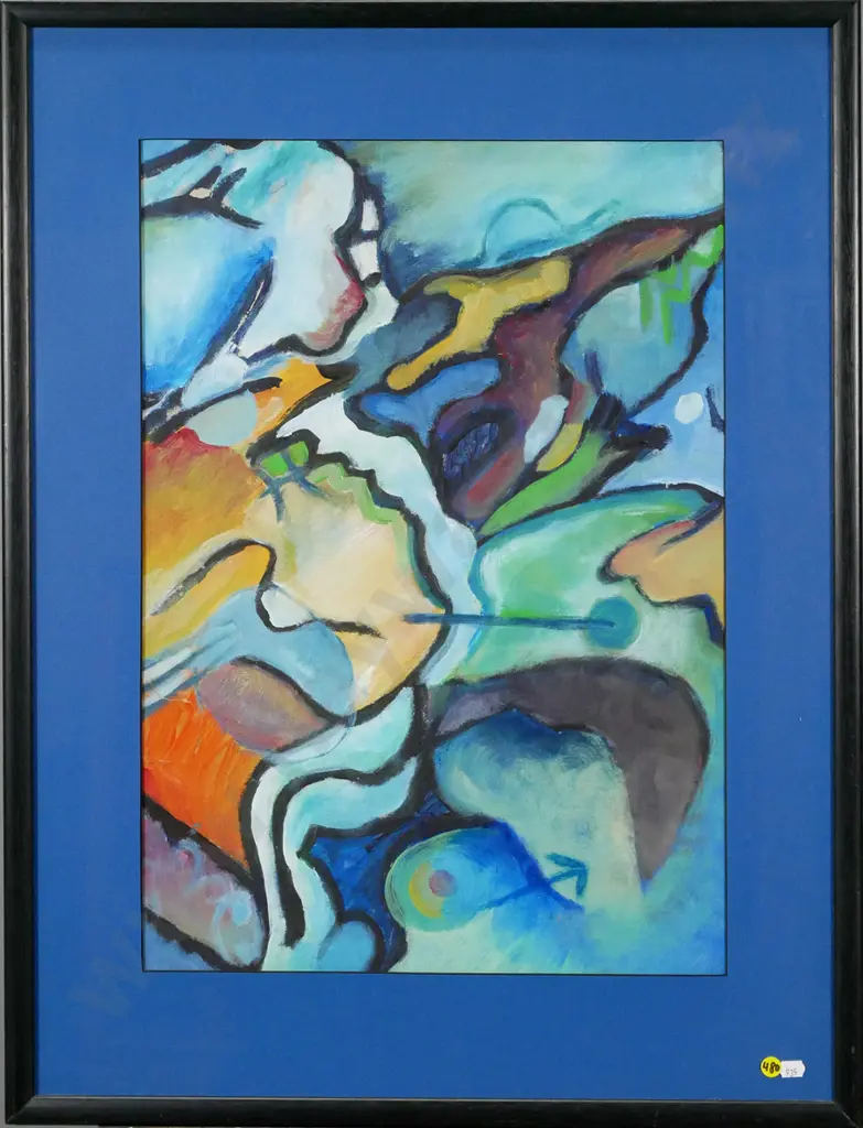 unsigned - framed acrylic - abstract H-570 W-400 (rip to paper) Image 1++