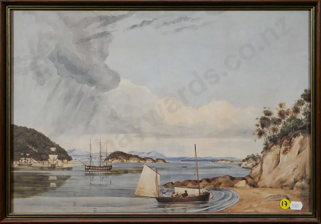 framed historic Charles Heaphy print  - Astrolabe Roads, Tasman's Gulf H-280 W-410 Image 1++