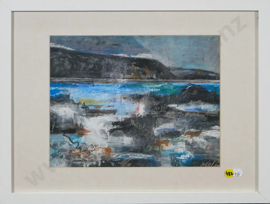 framed watercolour - coastal scene H-210 W-270 Image 1++
