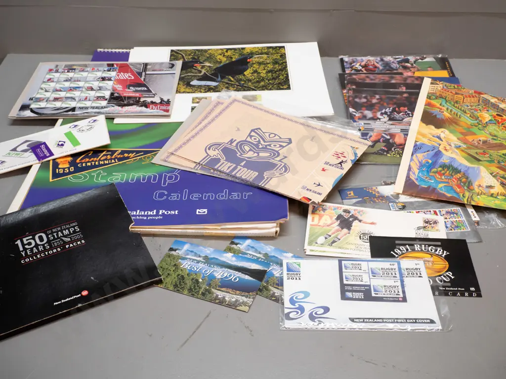 large collection of New Zealand postage stamp sheets, collector packs, first day covers etc. including Super 12 rugby Image 1++