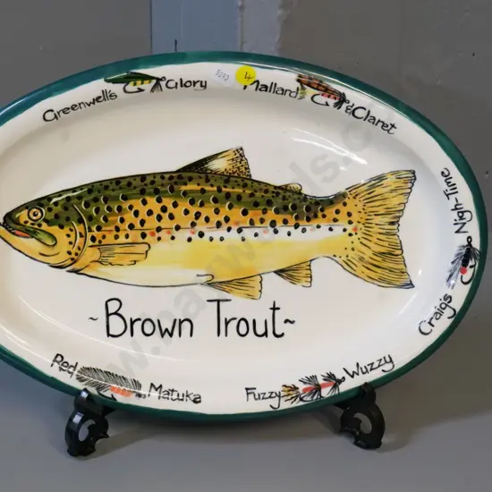 Brown trout platter - made by China Blue Ceramics for Rodd & Gunn Outdoor Classic collection  L400 W240
