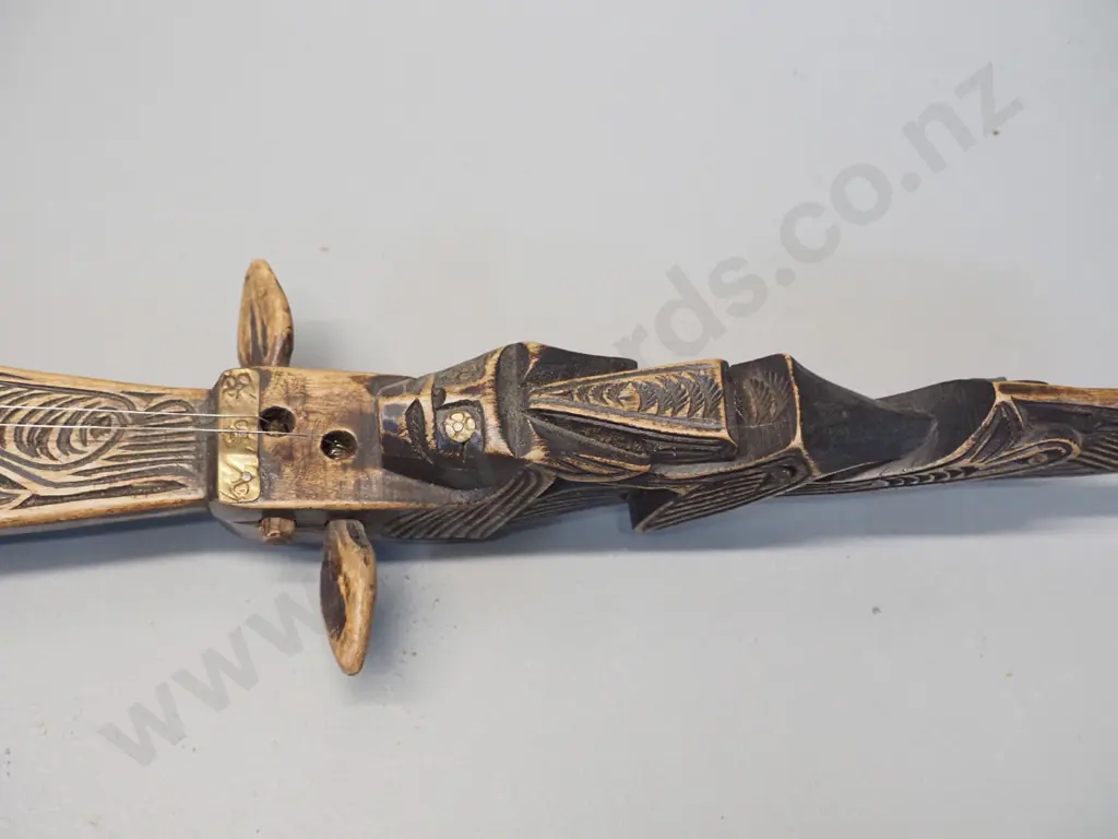 carved wood ornamental 2-stringed musical instrument - Pacific Island or southeast asia? L-680 Image 1++