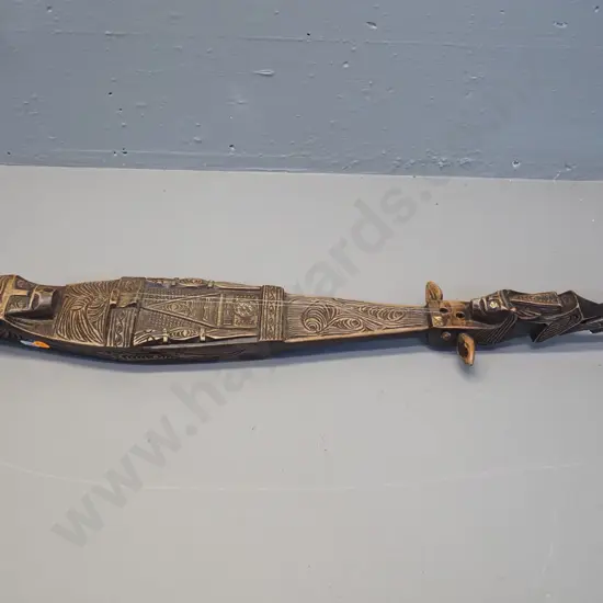 carved wood ornamental 2-stringed musical instrument - Pacific Island or southeast asia? L-680