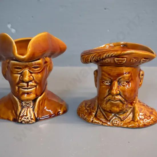2 Falcon Ware character jugs - Henry VIII and Dick Turpin H-120 W130