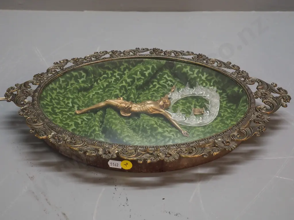 illuminated wall hanging crucifix in glazed metal frame - plastic light halo warped H-400 W-290 (untested) Image 1++