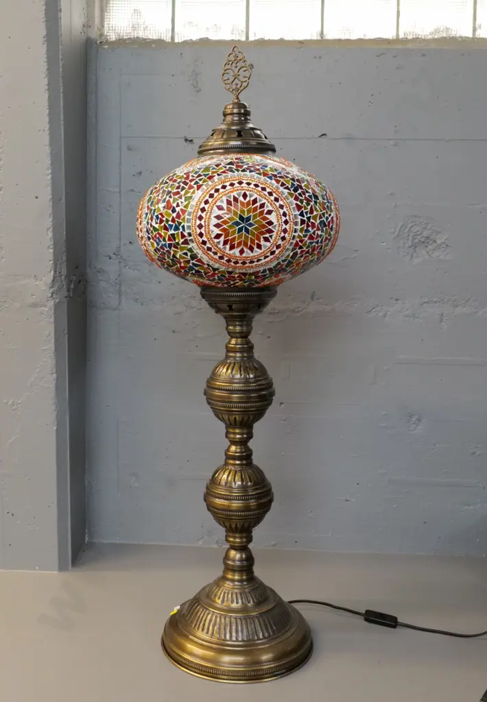 Turkish glass mosaic and brass large table lamp H-1020 Shade D-330 Image 1++