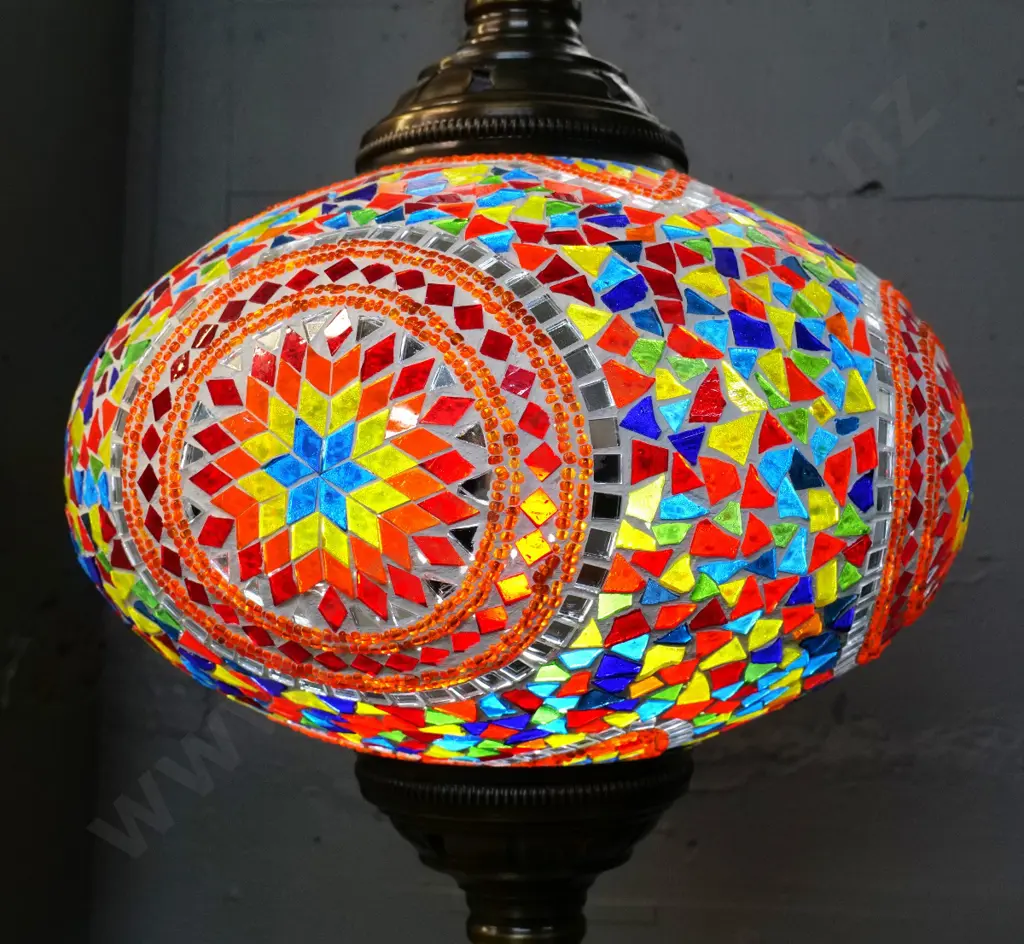 Turkish glass mosaic and brass large table lamp H-1020 Shade D-330 Image 1++