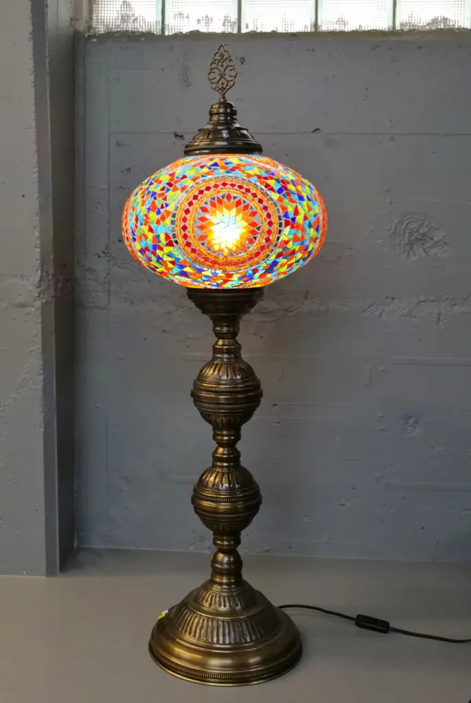 Turkish glass mosaic and brass large table lamp H-1020 Shade D-330 Image 1++