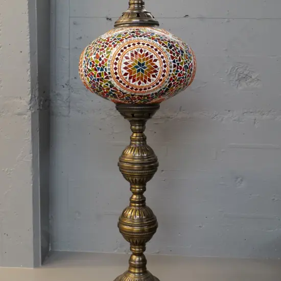 Turkish glass mosaic and brass large table lamp H-1020 Shade D-330