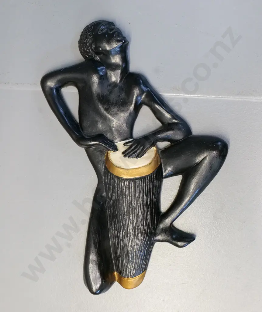 painted plaster wall hanging drumming figure H-340 W260 Image 1++