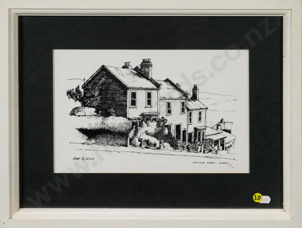 framed Peter Leitch ltd edition print 37/100 - Maitland St, Dunedin H-185 W-290 Image 1++