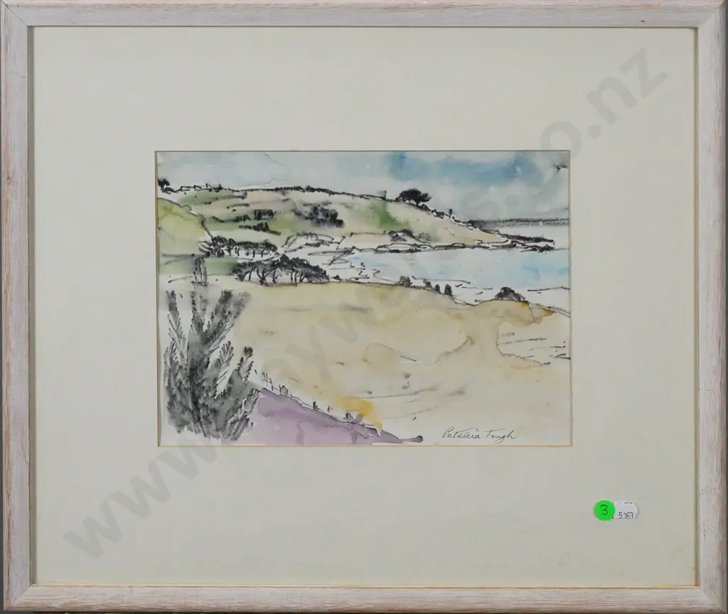Patricia Tough - framed watercolour and pencil "Kakanui Coastline" H-200 W-280 Image 1++