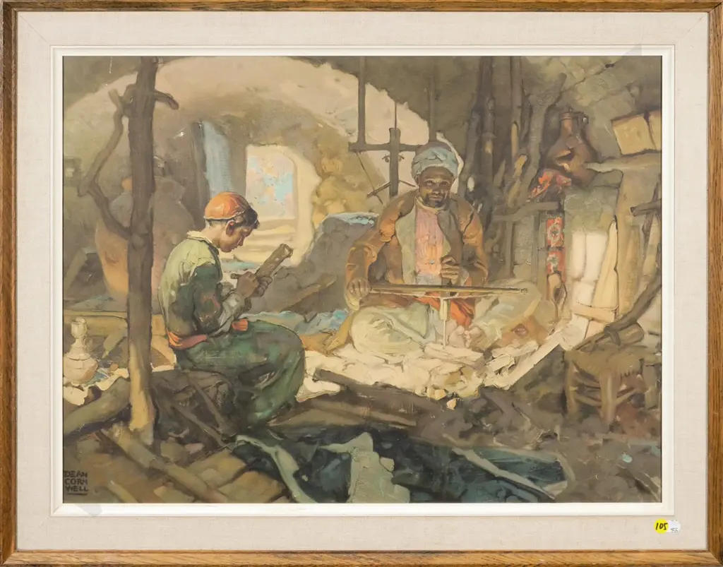 retro framed Dean Cornwell print H-430 W-570 (slight scratching) Image 1++