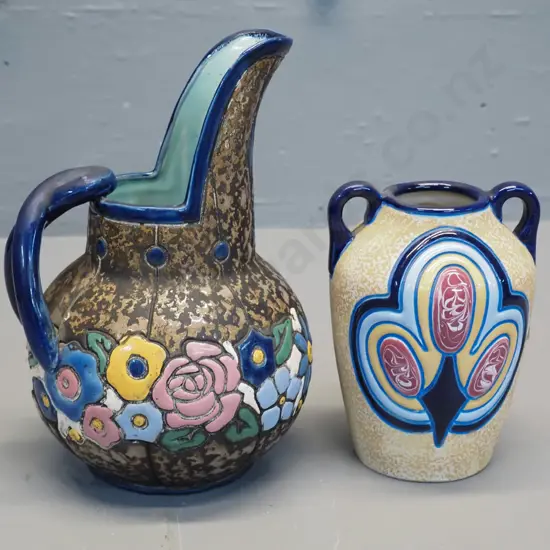 2 pieces amphora ware - jug H-200 and a double handled vase