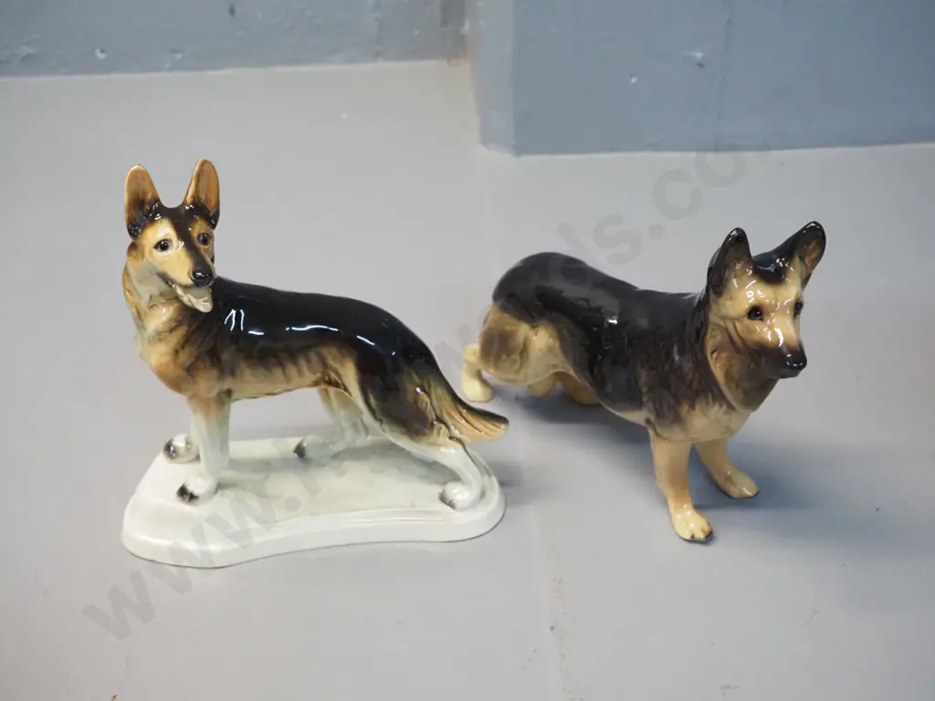 2 Alsatian dog figures - one Made in England and German one H-220 L-220 Image 1++