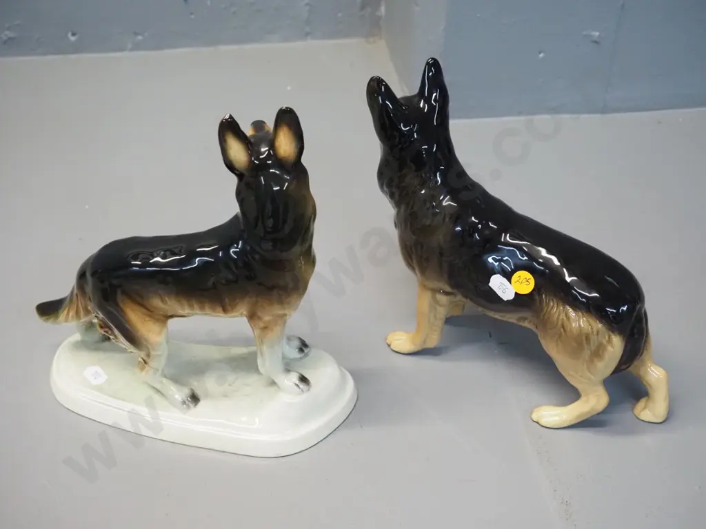 2 Alsatian dog figures - one Made in England and German one H-220 L-220 Image 1++