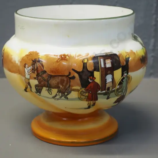 Royal Doulton Coaching Days comport bowl - some wear to decoration H-140 D-170