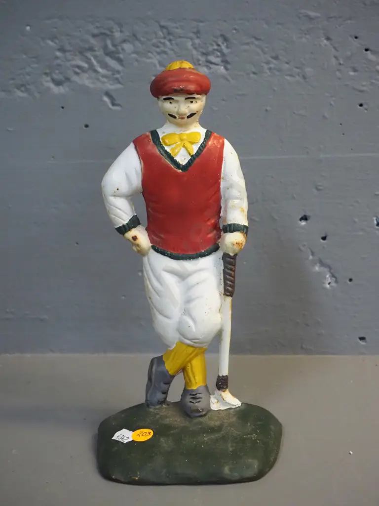 painted cast metal golfer doorstop H-270 Image 1++