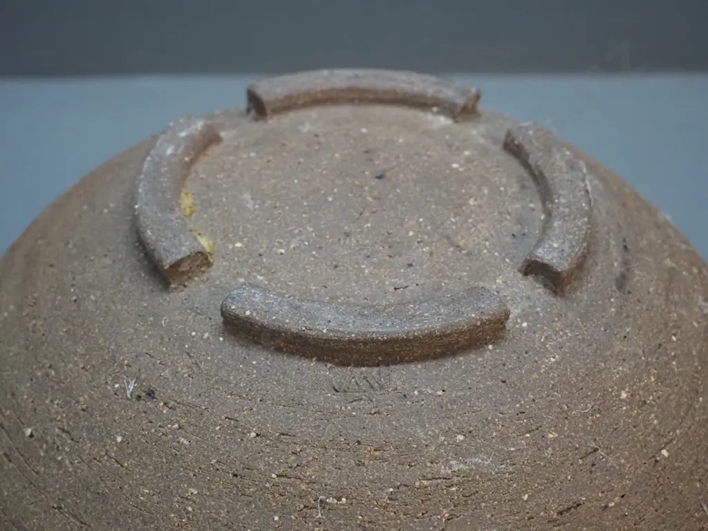 unglazed pottery jardiniere with unknown 'W' mark on base H-240 Diameter 300 at widest Image 1++