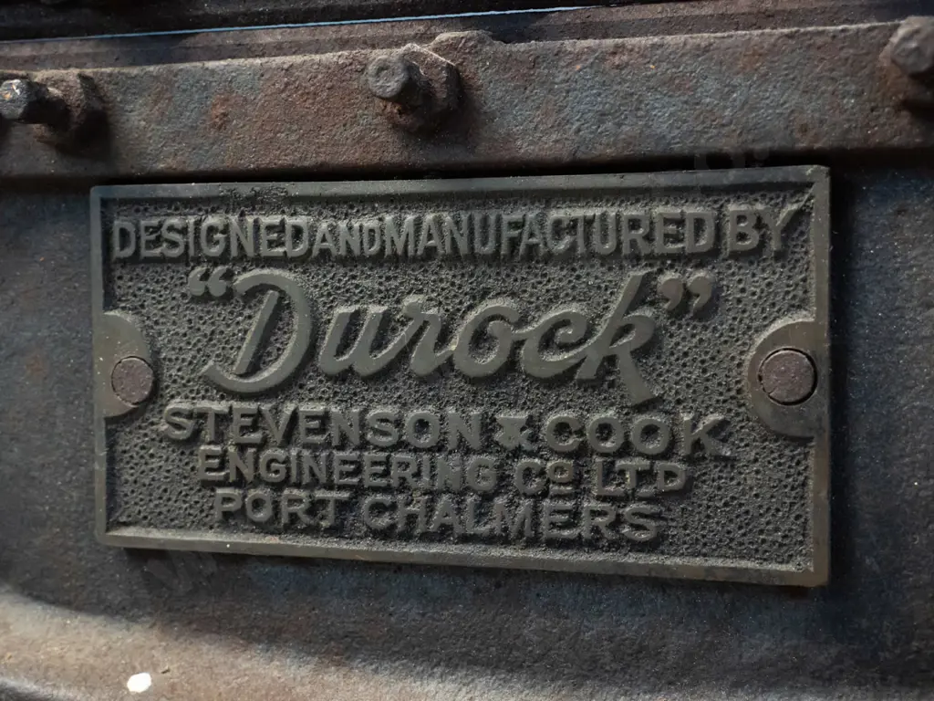 heavy duty cast iron workshop guillotine or press w/ Durock Stephenson & Co Engineering Port Chalmers plaque H390 W780 Image 1++
