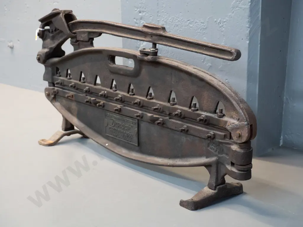 heavy duty cast iron workshop guillotine or press w/ Durock Stephenson & Co Engineering Port Chalmers plaque H390 W780 Image 1++