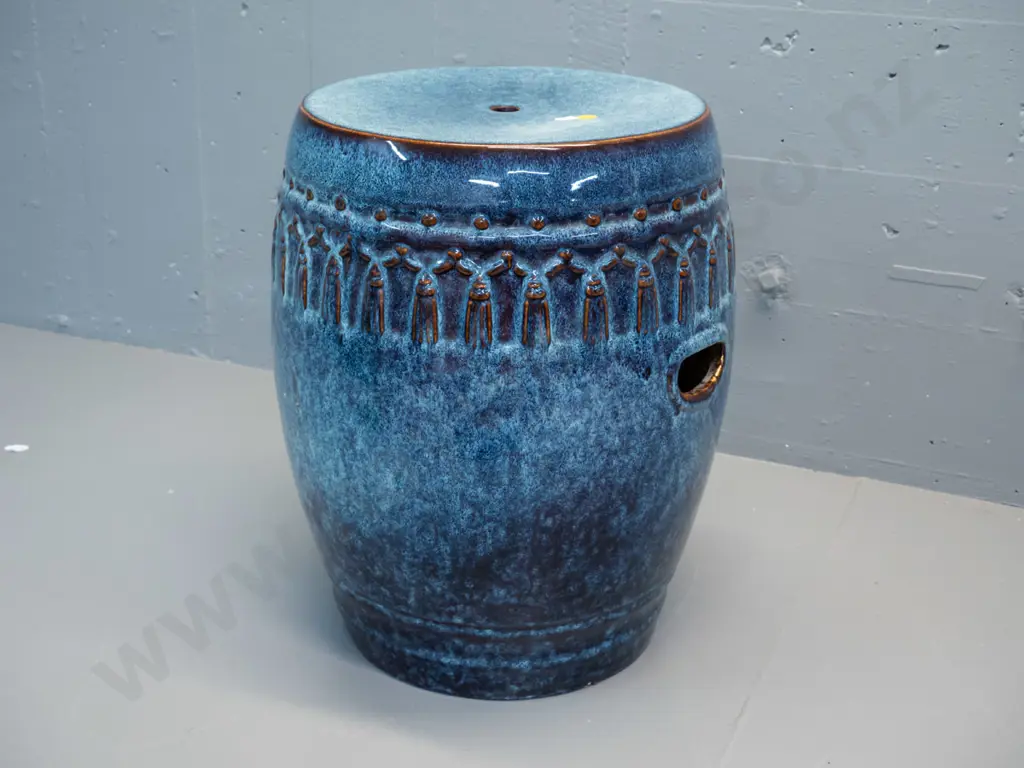 mottled blue glaze porcelain garden stool H-420 D-330 Image 1++