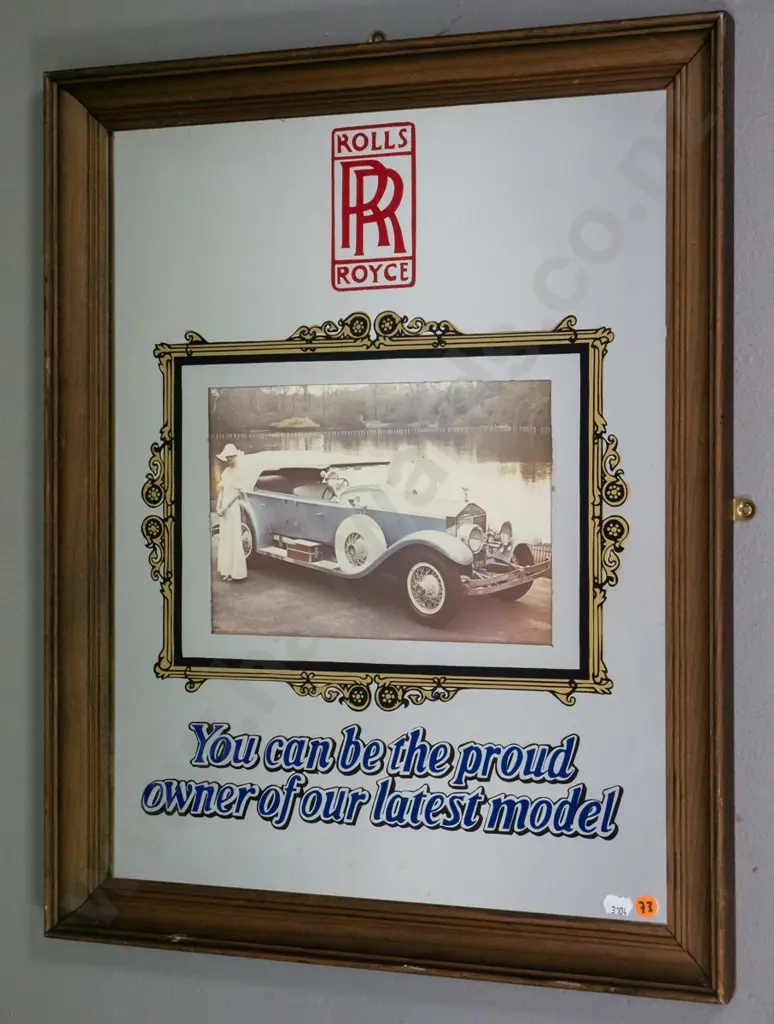 framed Rolls Royce advertising mirror (desilvering) H-520 W-390 Image 1++