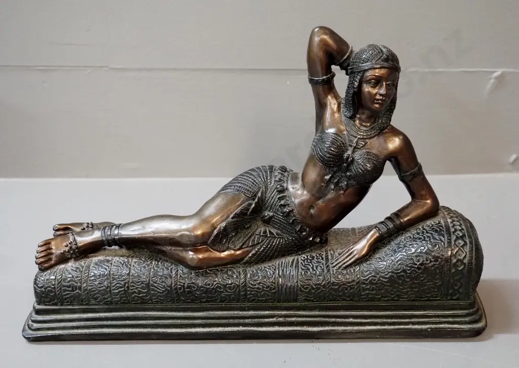 bronze finish composite figurine - woman reclining L-285 Image 1++