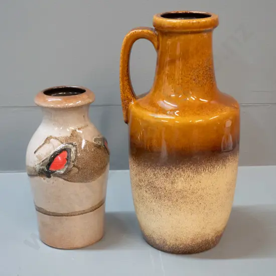 2 German pottery vases - jug vase is H-280