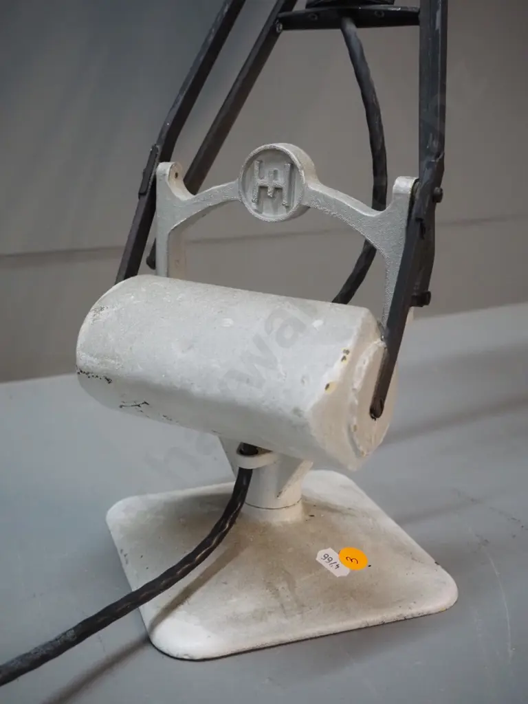 industrial style anglepoise lamp with small square shade - flaking to paint Image 1++
