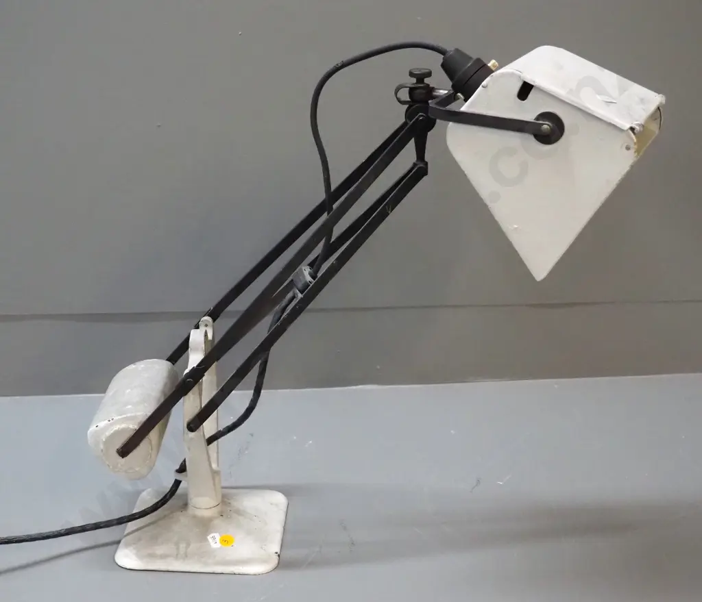 industrial style anglepoise lamp with small square shade - flaking to paint Image 1++