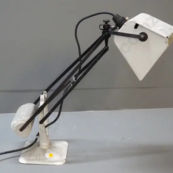 industrial style anglepoise lamp with small square shade - flaking to paint