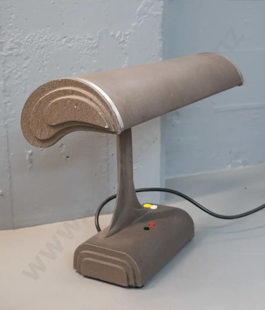 vintage industrial style cast metal desk lamp with fluorescent tubes - working, minor chips to textured finish H330 W490 Image 1++