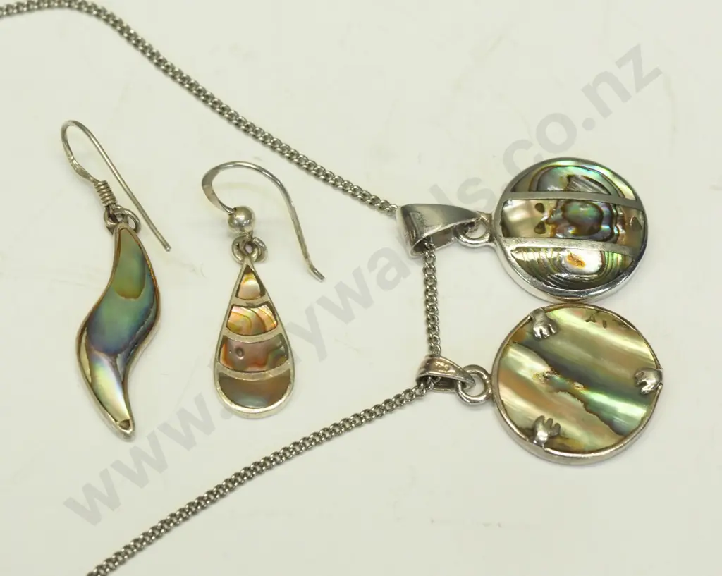 paua shell necklace & earrings Image 1++