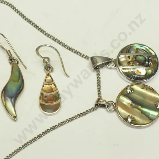 paua shell necklace & earrings