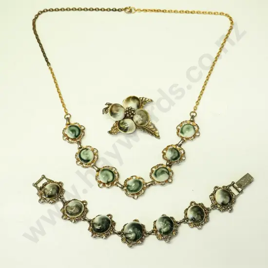 costume necklace, bracelet & brooch set