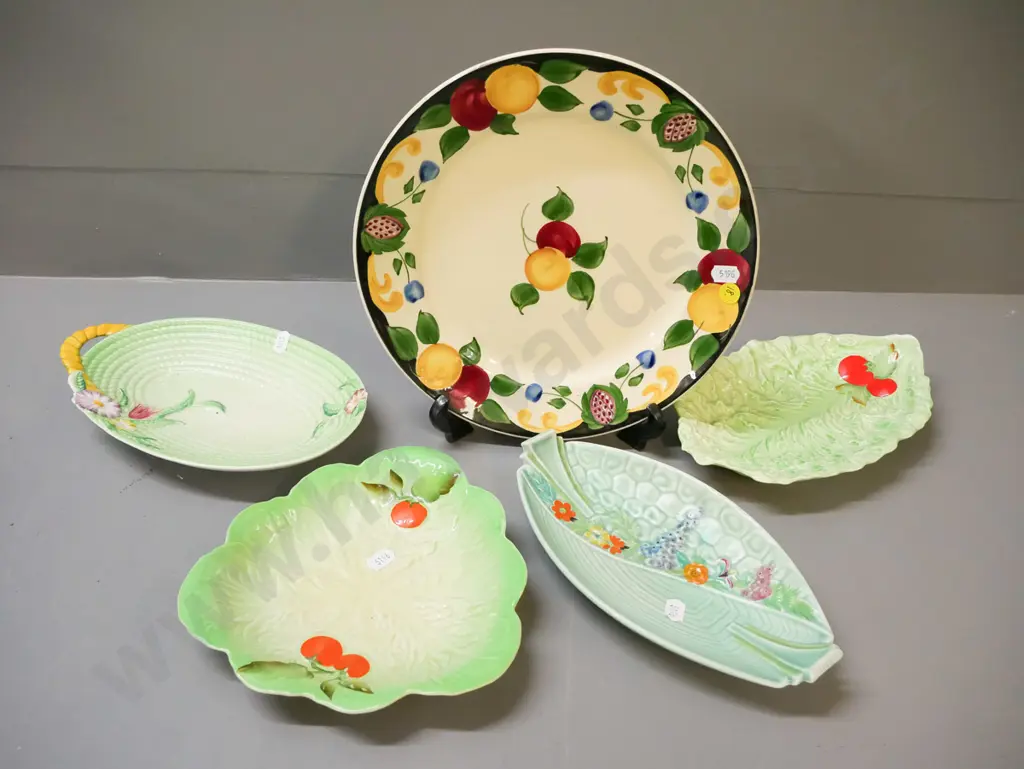 Adams Titian ware fruits cabinet plate D-255 and 4 Carlton Ware dishes Image 1++