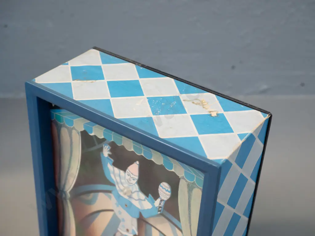 plastic cased wind-up music box - cycling clown moves when drawer is pulled out H-190 W-130 D-65 Image 1++