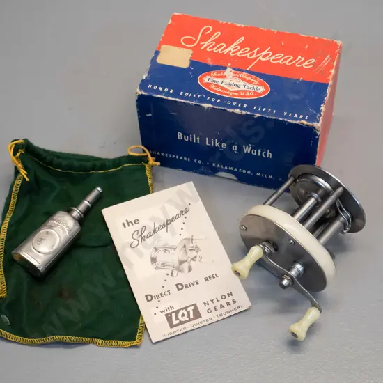 Shakespeare Ideal Direct Drive FJ fishing reel with original box, booklet and oil bottle