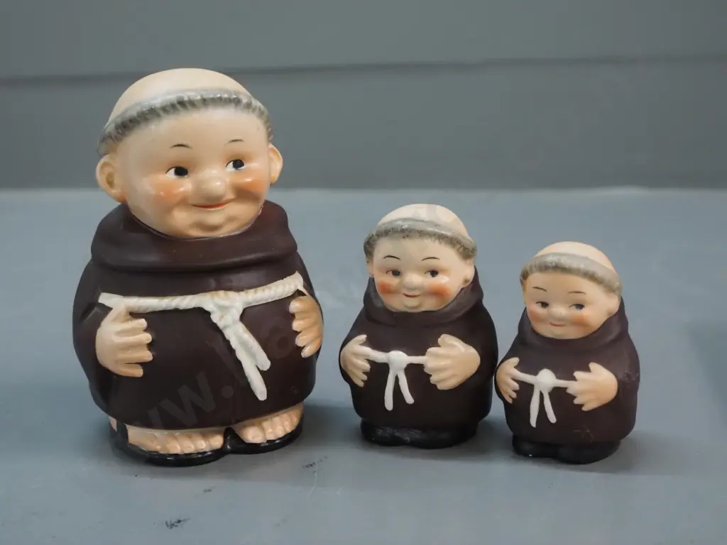 Goebbel china monk money box H-120 and monk salt & pepper Image 1++