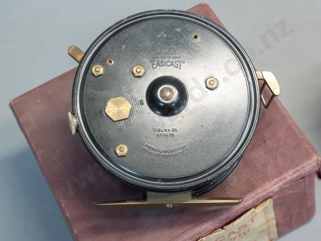 2 metal fishing reels - Allcock Easicast with original box and Seajeda Fly Reel marked Grice Young & Co. CHCH Image 1++