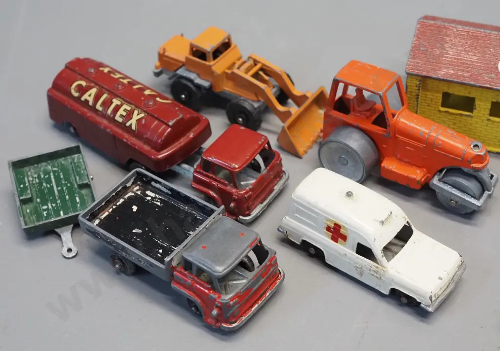 11 assorted Fun Ho, Matchbox and other vehicles parts incl. Fun Ho ambulance Image 1++