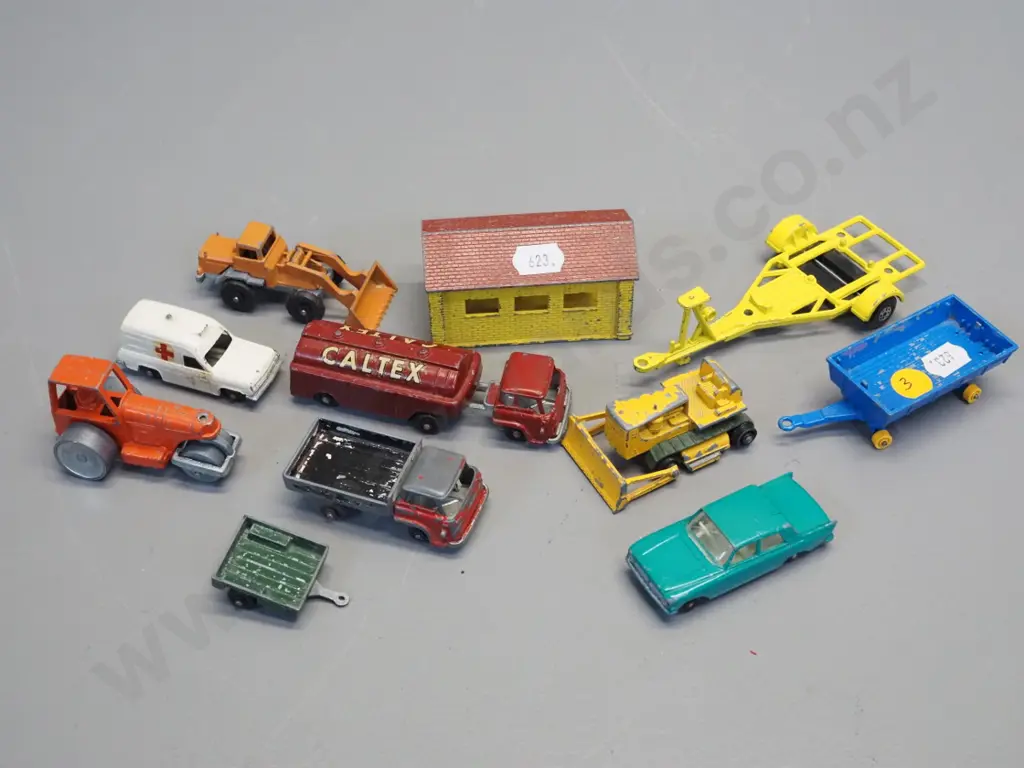 11 assorted Fun Ho, Matchbox and other vehicles parts incl. Fun Ho ambulance Image 1++