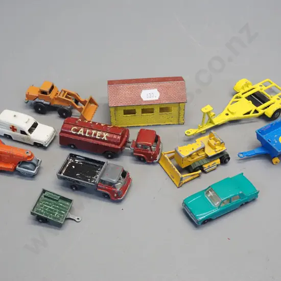 11 assorted Fun Ho, Matchbox and other vehicles parts incl. Fun Ho ambulance