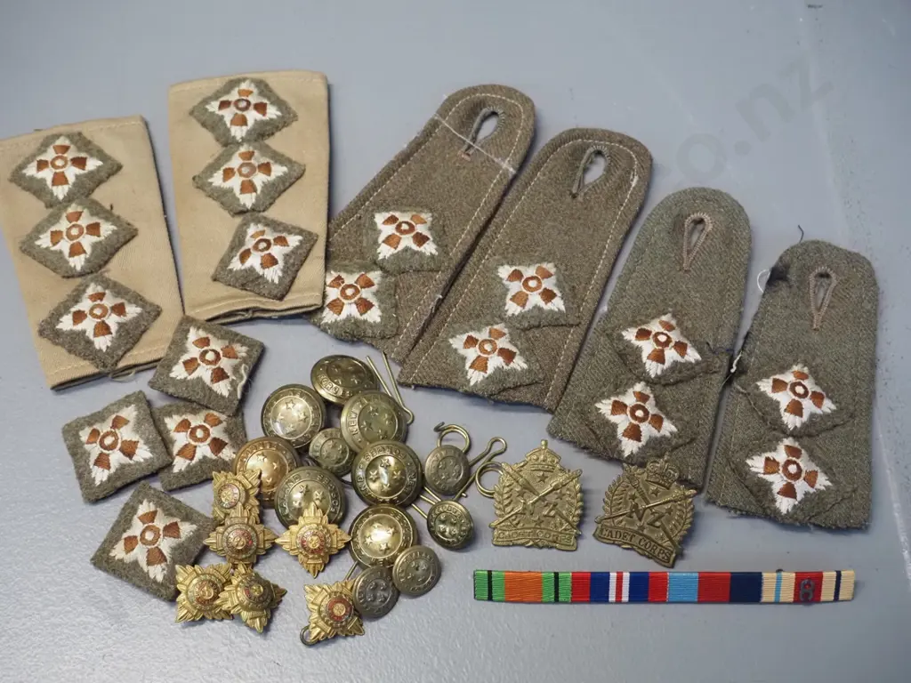 various New Zealand military buttons, flashes and pins Image 1++